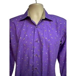 Jared Lang Men’s Purple Paisley Button Down Shirt Large